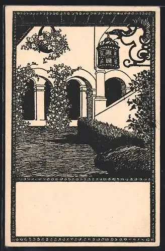 Künstler-AK Eisenstadt, Blick auf ein Portal