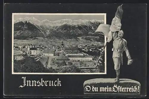 AK Innsbruck, Stadtansicht gegen das Gebirge