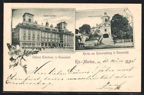 AK Eisenstadt, Schloss Esterházy, Kirche am Kalvarienberg