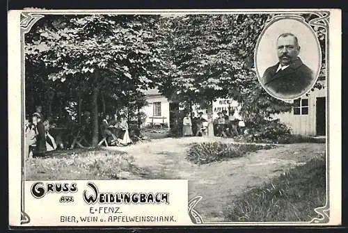 AK Weidlingbach, Gasthaus mit Bier, Wein u. Apfelweinschank
