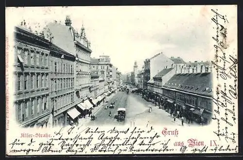 AK Wien, Strassenbahn in der Alser-Strasse