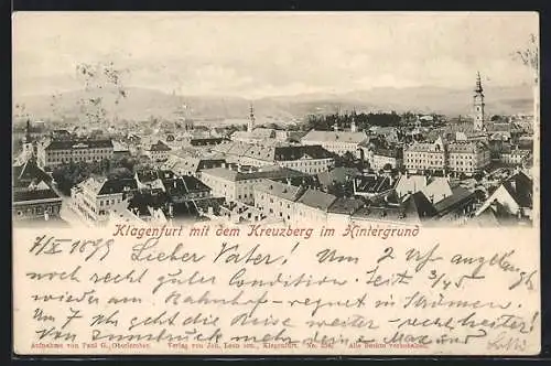 AK Klagenfurt, Ortsansicht mit dem Kreuzberg im Hintergrund