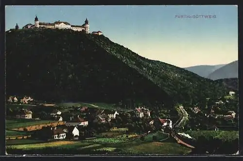 AK Furth-Göttweig, Ortsansicht mit Blick auf das Stift