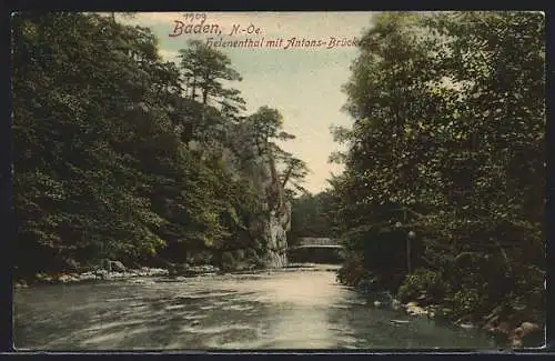 AK Baden /N.-Oe., Helenenthal mit Antons-Brücke