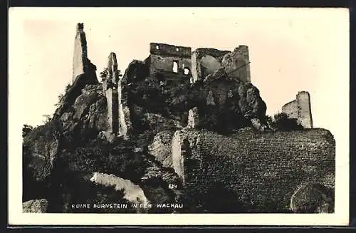 AK Dürnstein in der Wachau, Die Burgruine auf dem Berg