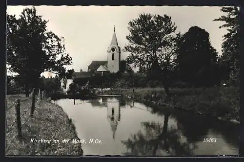 AK Kirnberg an der Mank, Flusspartie mit Blick zur Kirche