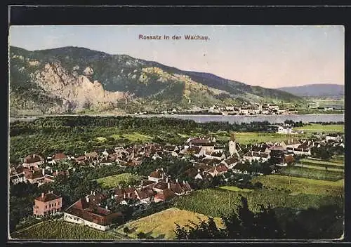 AK Rossatz in der Wachau, Ortsansicht mit Kirche aus der Vogelschau