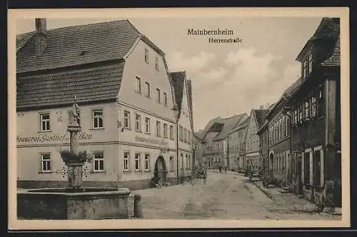 AK Mainbernheim, Herrenstrasse mit Brauerei & Gasthof zum Falken