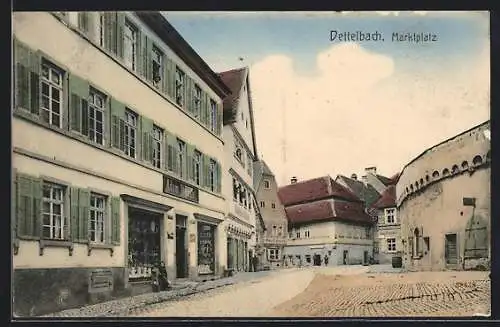AK Dettelbach, Marktplatz mit Gasthaus und Geschäft