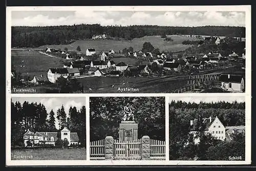 AK Aystetten, Luisenruh, Schloss, Kriegerdenkmal