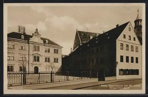 AK Augsburg, Strassenpartie am alten Gymnasium bei St. Anna, Elias-Holl-Bau