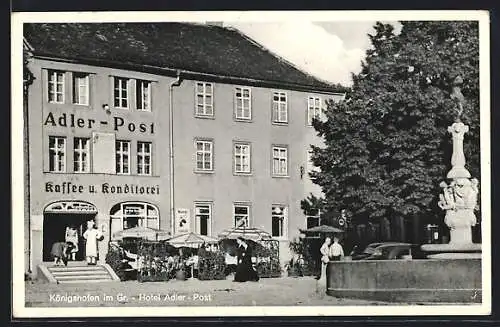 AK Königshofen im Gr., Hotel-Café-Conditorei Adler-Post, Inh. Josef Balling