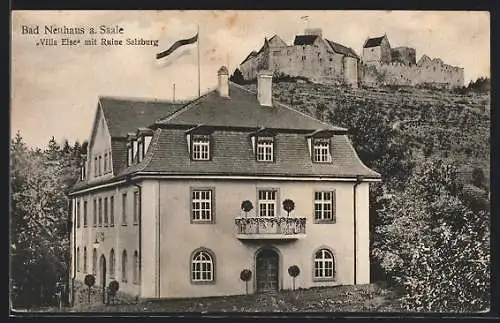 AK Bad Neuhaus a. Saale, Villa Else mit Ruine Salzburg