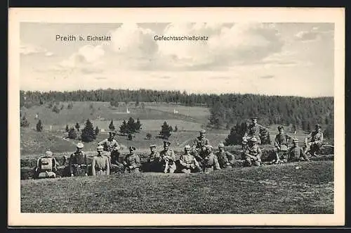 AK Preith b. Eichstätt, Uniformierte Soldaten am Gefechtsschiessplatz