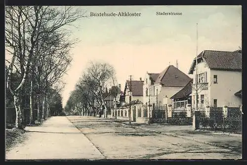 AK Buxtehude-Altkloster, Die Staderstrasse im Herbst