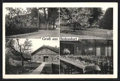 AK Hedendorf, Gasthaus zur Eiche, Innenansicht, Eingang