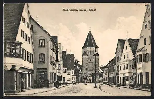 AK Aichach, Strassenpartie in der unteren Stadt