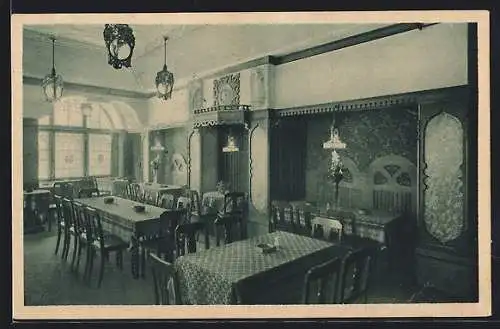 AK Augsburg, Restaurant Café Schachamayer, Innenansicht