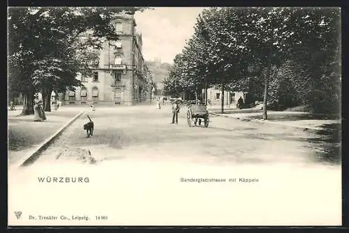 AK Würzburg, Sanderglacistrasse mit Käppele