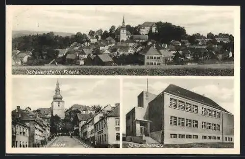 AK Schauenstein, Strassenpartie am Markt, Neues Schulhaus