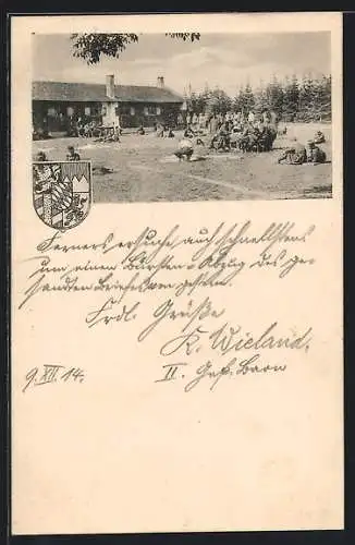 AK Lager Lechfeld, Kriegsgefangene auf dem Hof