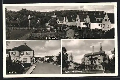 AK Leitershofen, Ortsansicht, Ortsstrasse, Restaurant Nervenheil