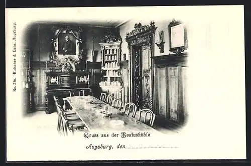 AK Augsburg, Beatushöhle, Innenansicht mit Bismarck-Portrait