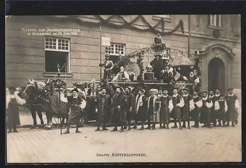 AK Augsburg, Festzug zur Jahrhundertfeier am 24. Juni 1906, Gruppe Kupferschmiede