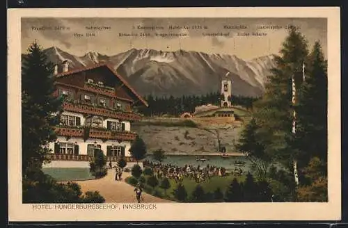 AK Innsbruck, Hotel Hungerburgseehof mit Gebirge