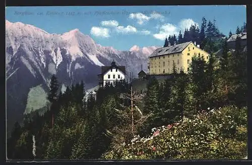 AK Eisenerz /Steiermark, Berghaus am Erzberg mit Pfaffenstein