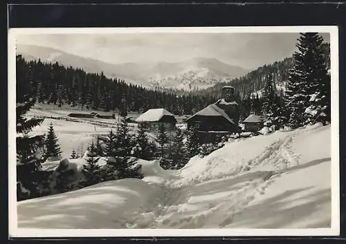 AK Judenburg, Gasthaus Schmelz im Winter