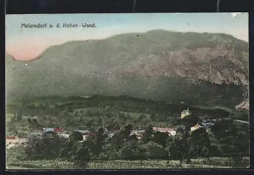 AK Hohe Wand, Maiersdorf, Panorama mit Kirche