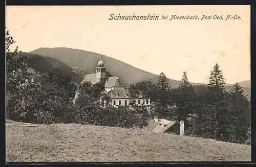 AK Miesenbach, Scheuchenstein mit Kirche