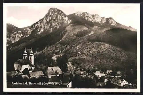 AK Radmer i. d. Stube, Teilansicht mit Kirche und böser Mauer