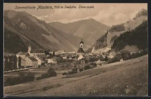 AK Mautern /Steiermark, Teilansicht mit Kirche