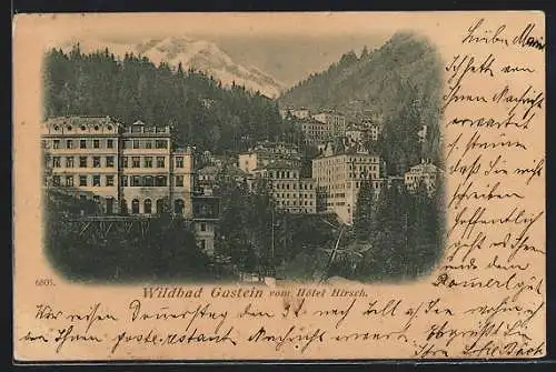 AK Wildbad Gastein, Teilansicht vom Hotel Hirsch