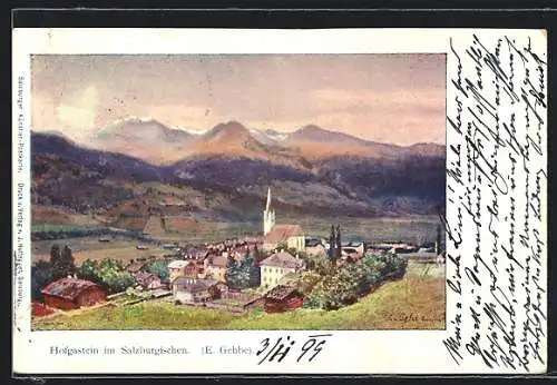 Künstler-AK Philipp + Kramer Nr.: Hofgastein, Ortsansicht mit Kirche