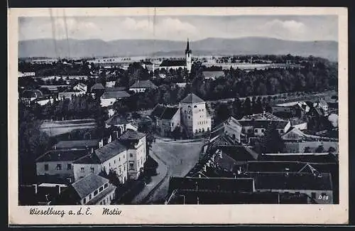 AK Wieselburg a. d. E., Blick über Strassen zur Kirche