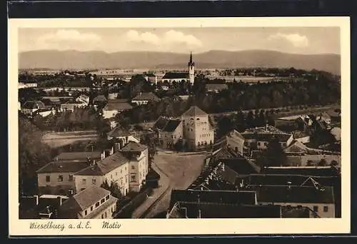 AK Wieselburg a. d. E., Blick über Strassen zur Kirche