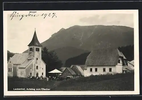 AK Lackenhof, Aufstieg zum Ötscher mit Kirche