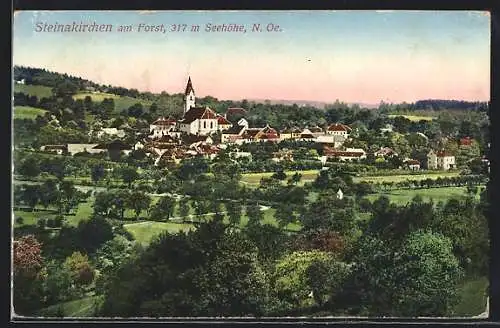 AK Steinakirchen a. Forst, Teilansicht mit Kirche