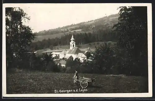 AK St. Georgen an der Leys, Ortspartie mit Kirche