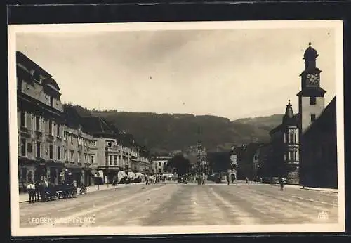 AK Leoben, Der Hauptplatz mit dem Gasthof Adler