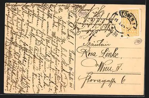 AK Leoben, Der Hauptplatz aus der Vogelschau