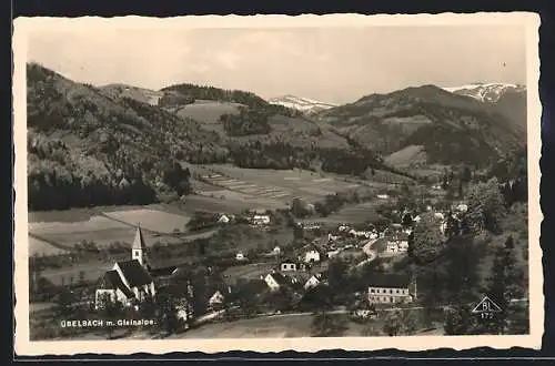 AK Übelbach, Ortsansicht mit der Gleinalpe