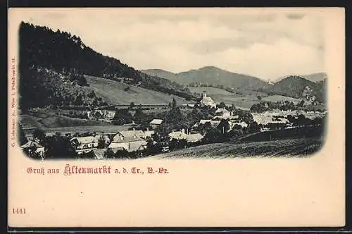 AK Altenmarkt an der Triesting, Ortspanorama mit Kirche