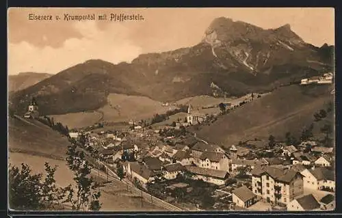 AK Eisenerz im Krumpental, Ortsansicht gegen den Pfaffenstein