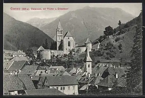 AK Eisenerz, Teilansicht mit Polster u. Griesmauer