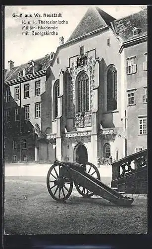 AK Wiener Neustadt, K. u. k. Theresianische Militär - Akademie mit Georgskirche