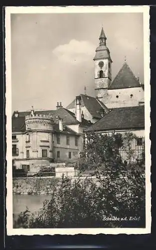 AK Scheibbs a. d. Erlaf, Teilansicht mit Kirchturm